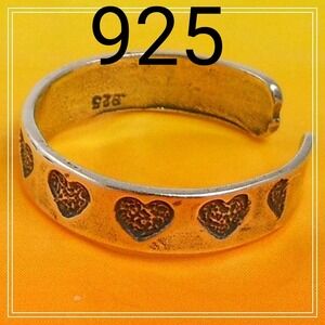 925 Sterling Silver Heart Toe Ring Vintage 90s NOS Thailand Adjustable 4.5mm